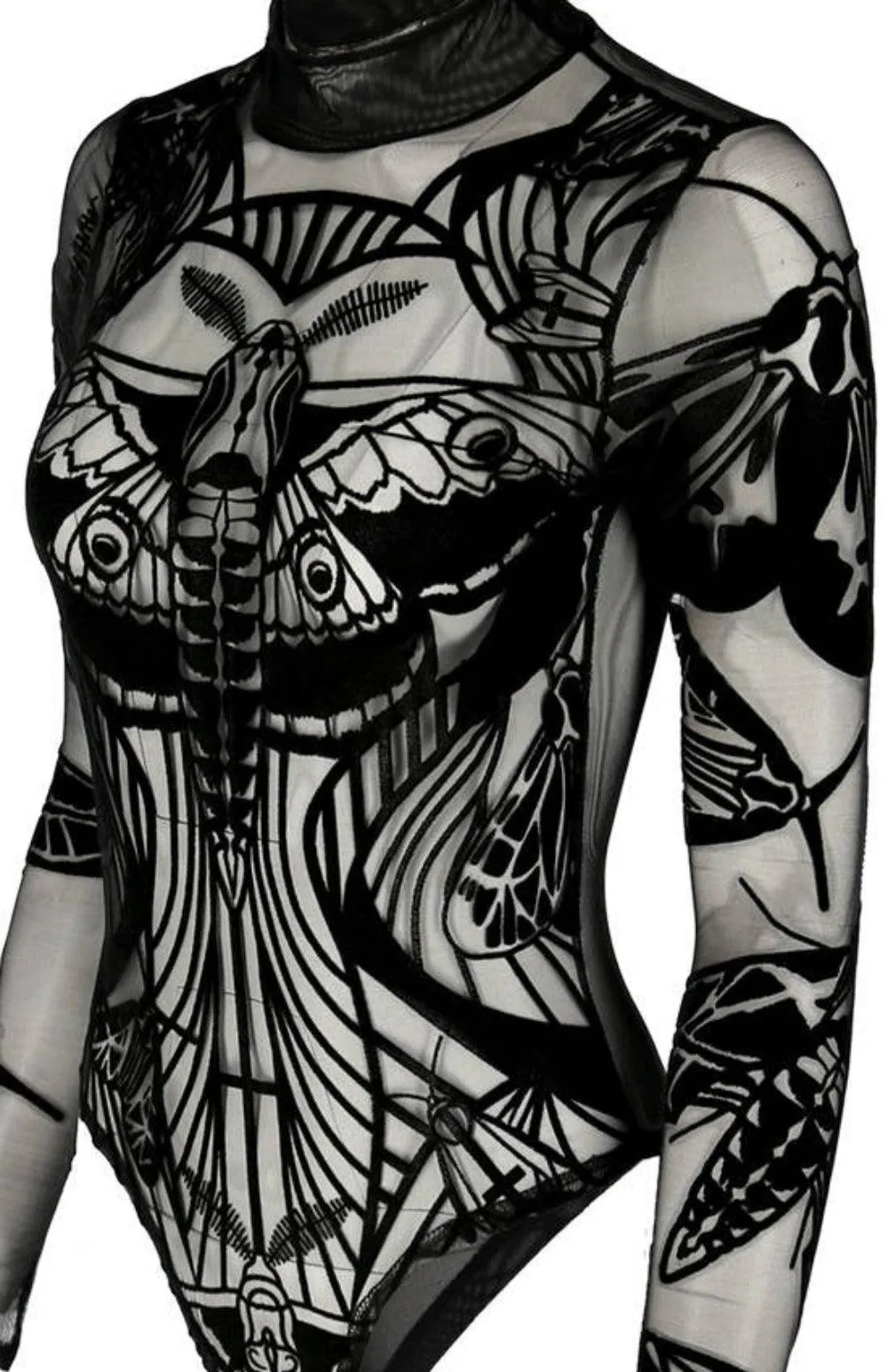 Restyle - Moths Contour mesh bodysuit