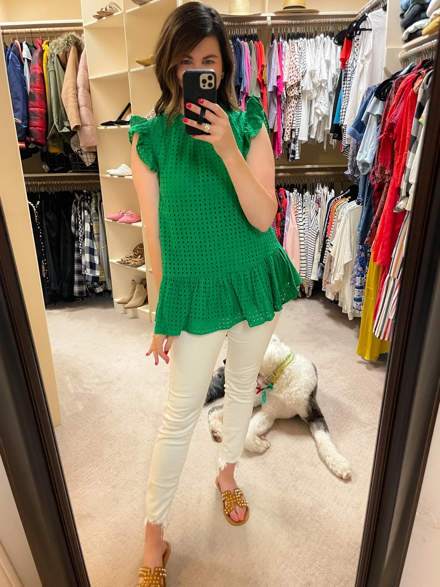 SALE! Tatum Eyelet Tank in Kelly