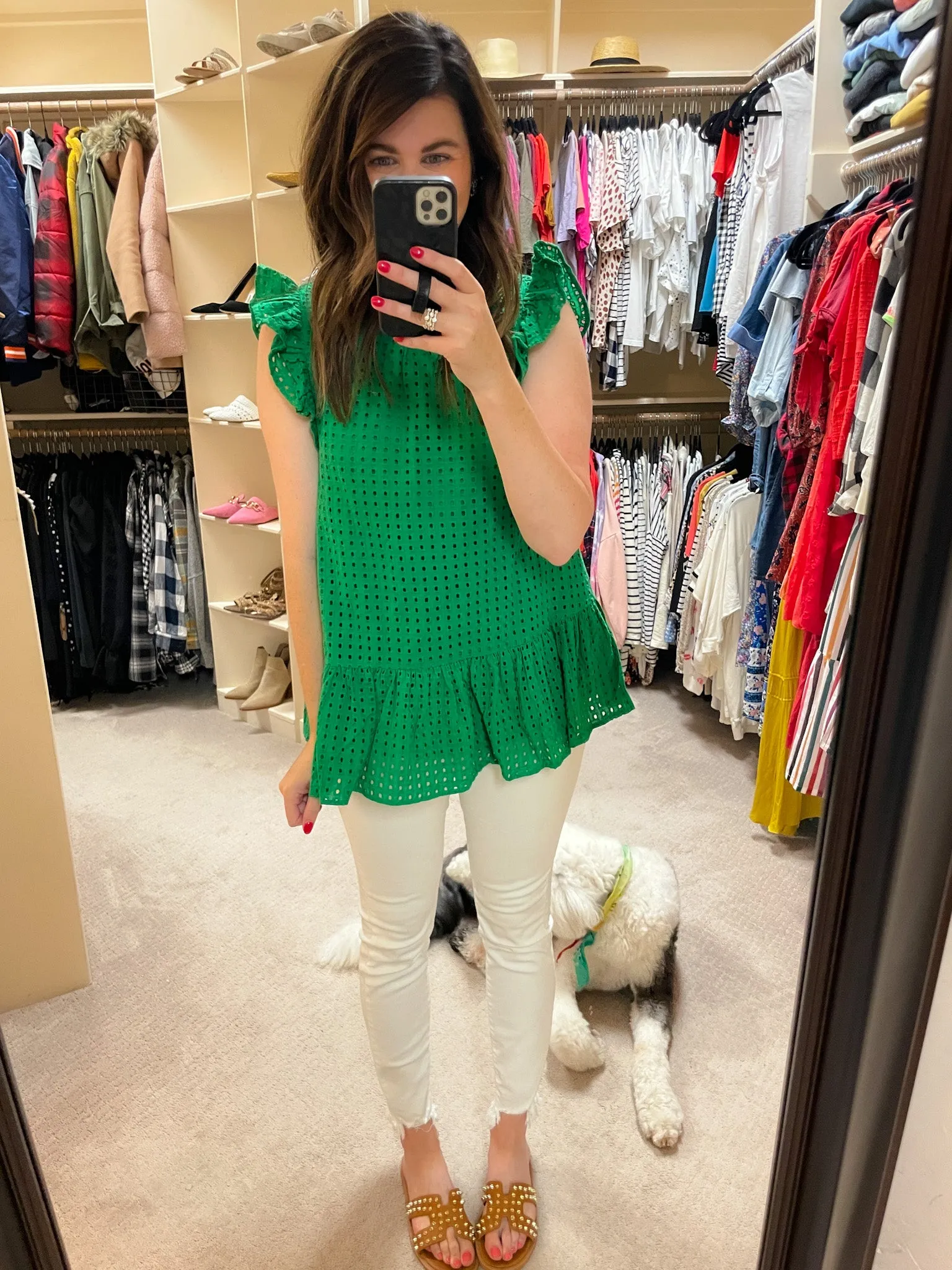 SALE! Tatum Eyelet Tank in Kelly