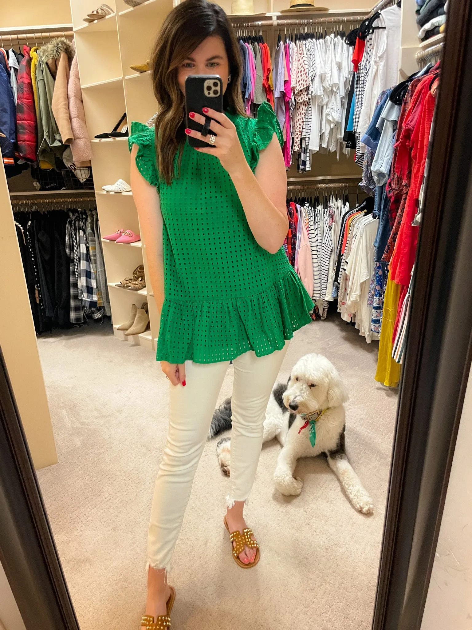 SALE! Tatum Eyelet Tank in Kelly