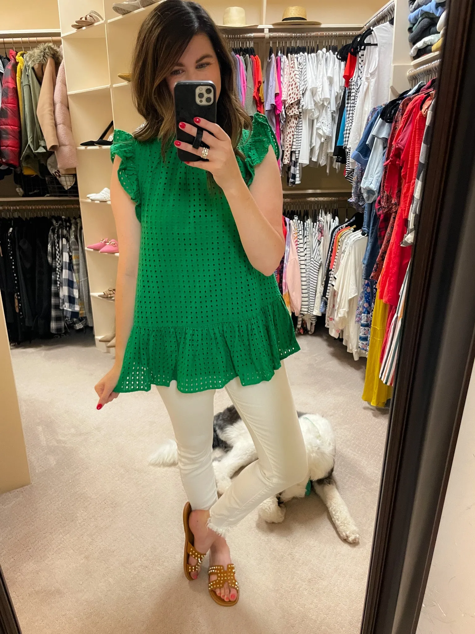SALE! Tatum Eyelet Tank in Kelly