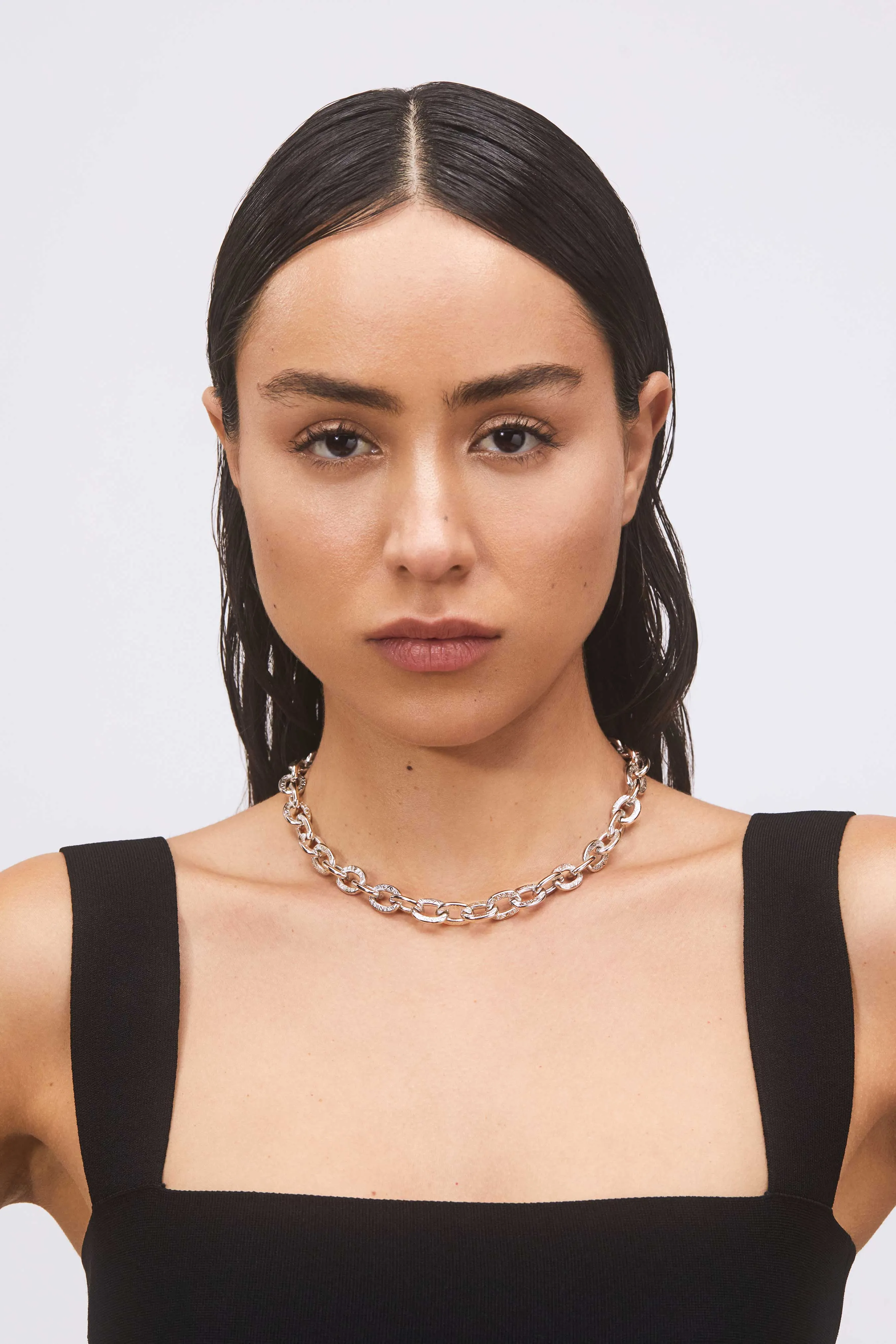 Scroll Chain Necklace in Silver