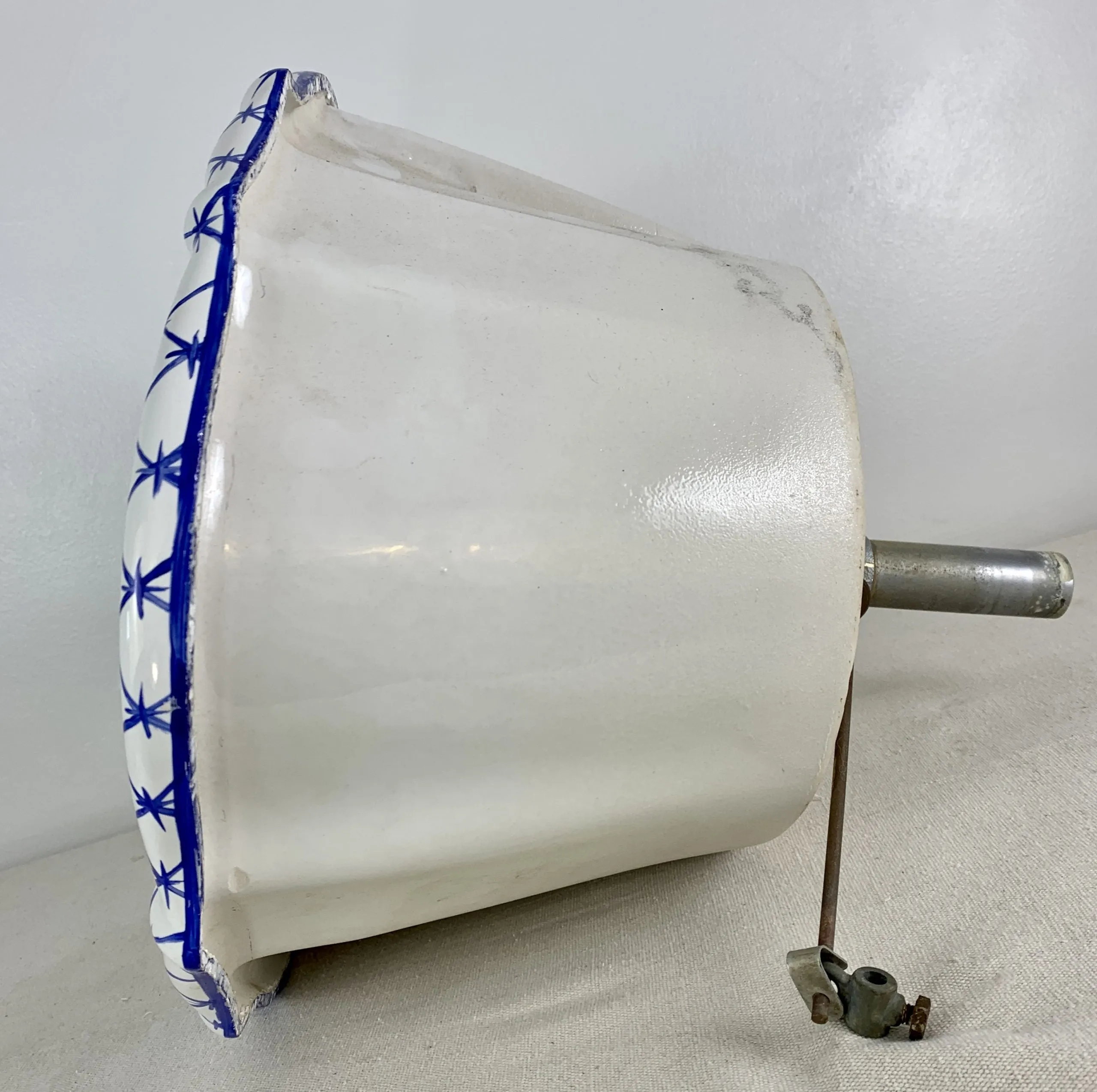 Sherle Wagner Porcelain Sink, Oval, Blue, White, Drop-in