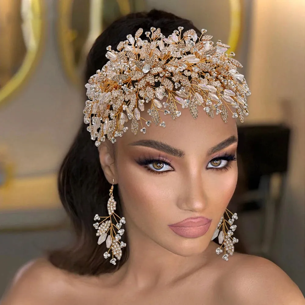 Shiny Wedding Head Piece Beads Bridal Hair Accessories Party Headdresses Pageant Headwear