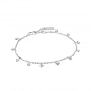 Silver Star Mother Of Pearl Drop Anklet F034-01H