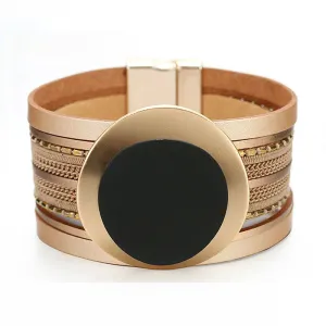 Sisslia Bohemian Style Fashion Multi Layer Boho Ethnic Braiding Wide Leather Wrap Bracelet Jewelry For Women