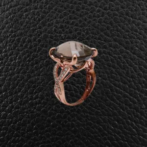 Smokey Topaz & Diamond Ring