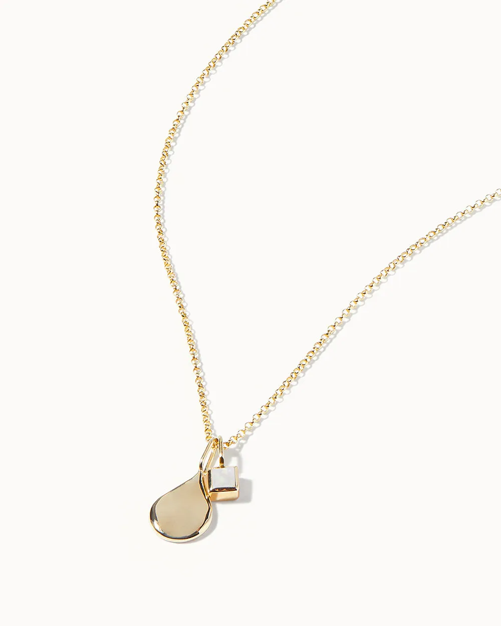 Solid Gold Opal October Birthstone Necklace