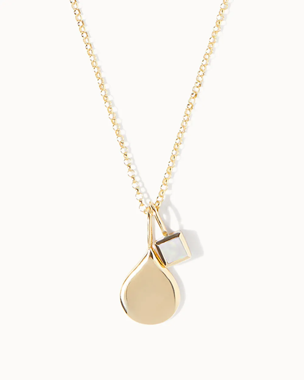 Solid Gold Opal October Birthstone Necklace
