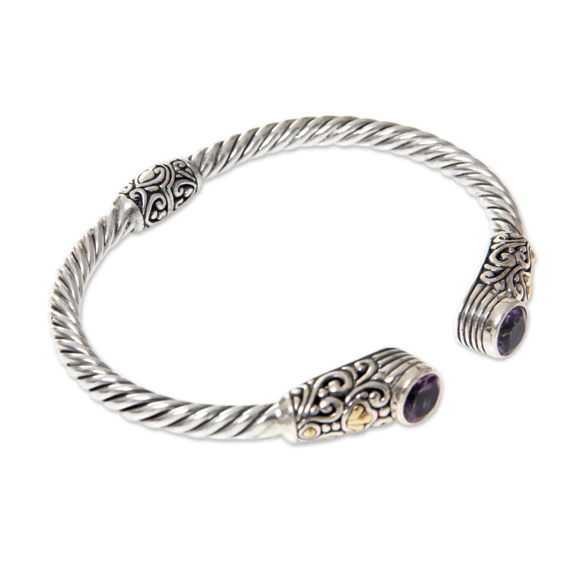 Sterling Silver & Amethyst Bangle Bracelet