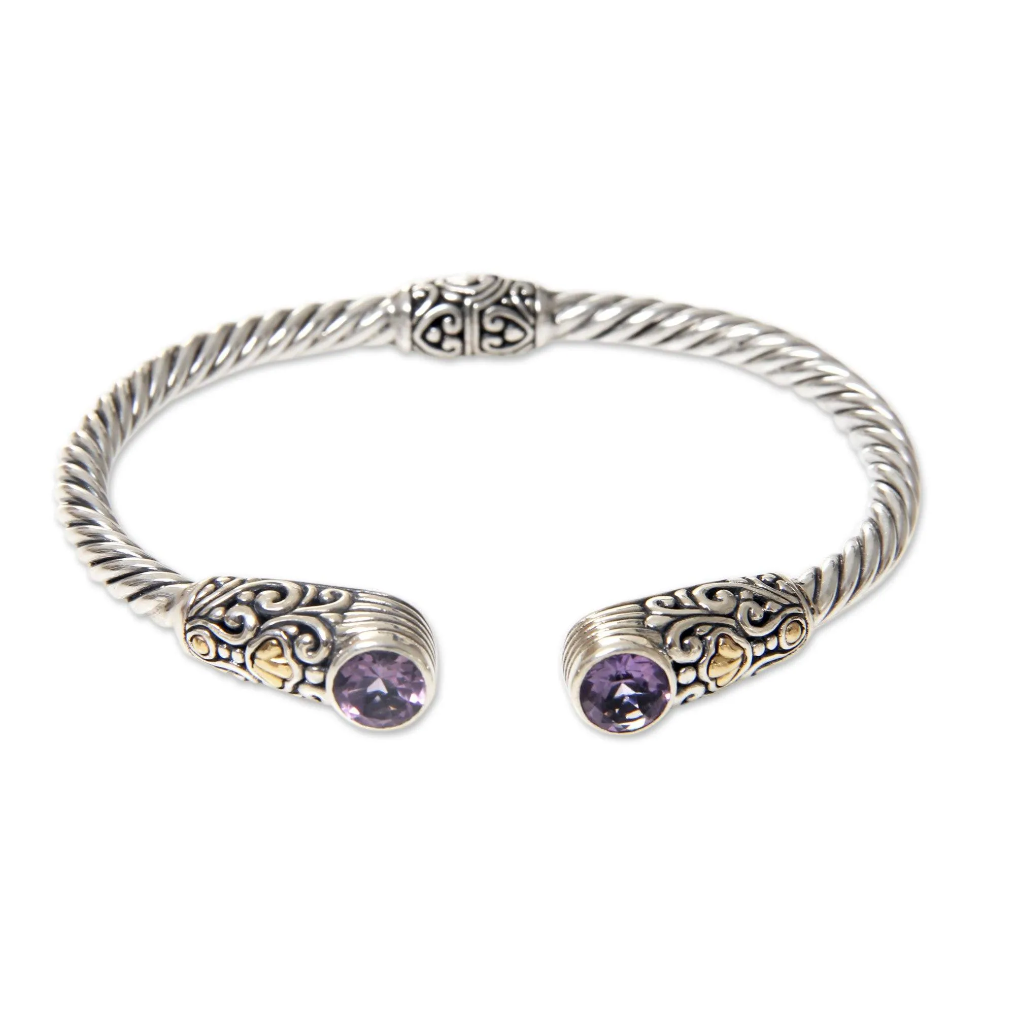 Sterling Silver & Amethyst Bangle Bracelet