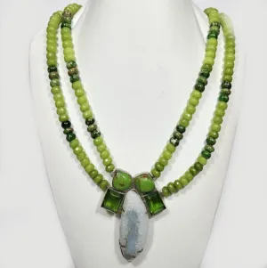 Sterling Silver Periodote and Gaspite  Necklace