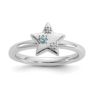 Sterling Silver Stackable Expressions Blue & White Topaz Star Ring