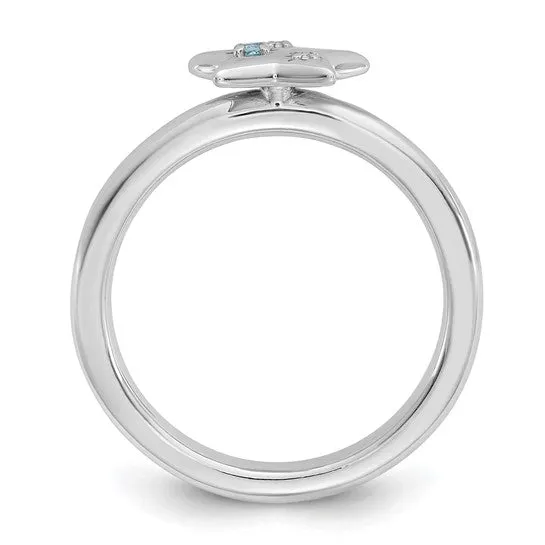 Sterling Silver Stackable Expressions Blue & White Topaz Star Ring