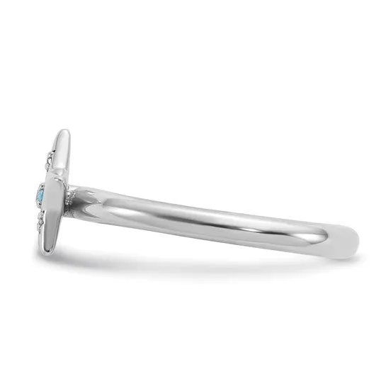 Sterling Silver Stackable Expressions Blue & White Topaz Star Ring