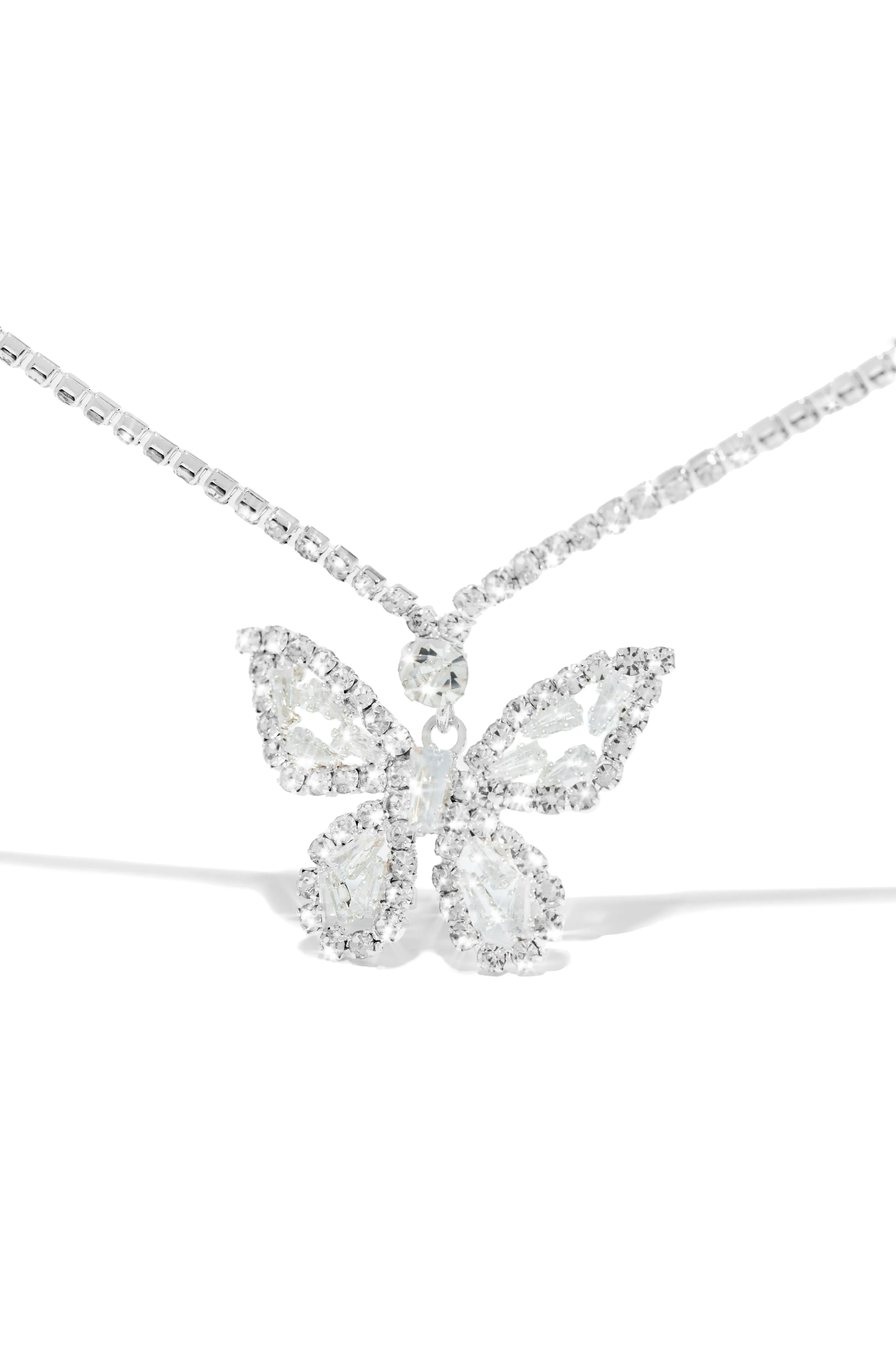 Summer Fantasy CZ Butterfly Anklet - Silver