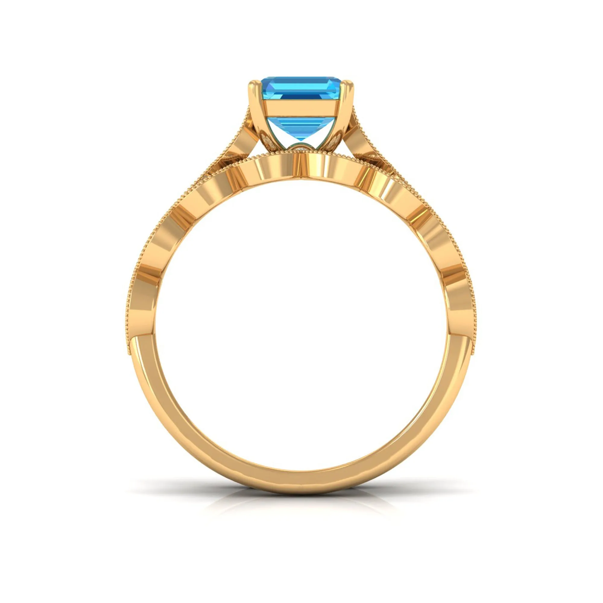Swiss Blue Topaz Wedding Ring Set with Moissanite