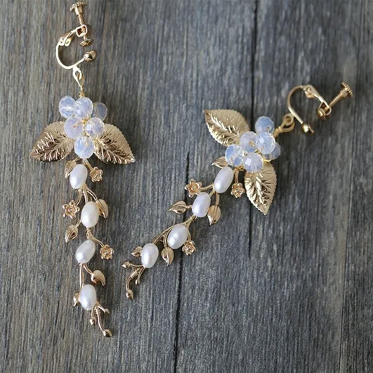 Syren Pearl Diamond Wedding Earrings