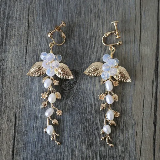 Syren Pearl Diamond Wedding Earrings