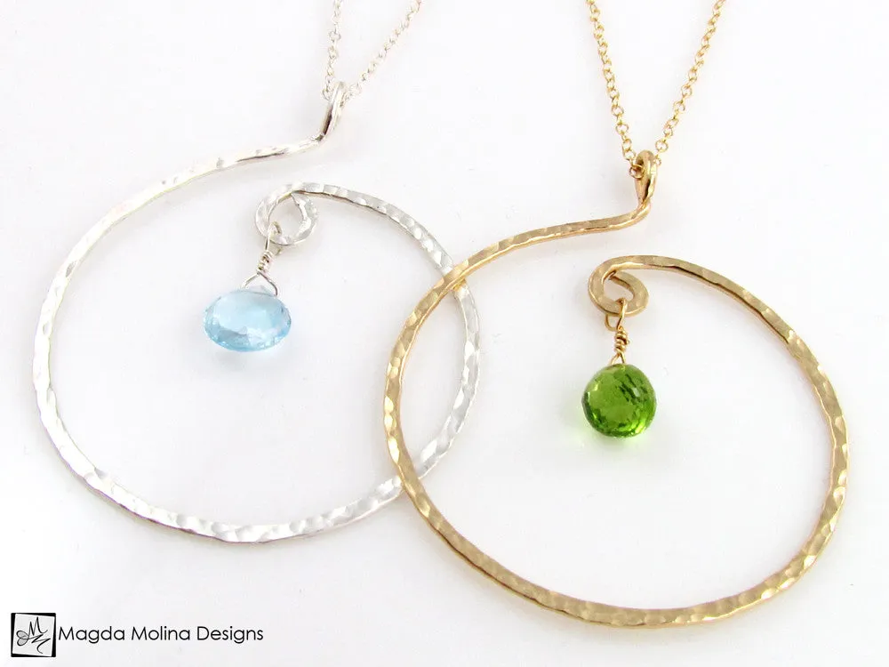 The Hammered Gold or Silver Spiral Necklace