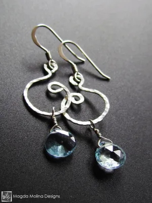 The Hammered Silver or Gold Spiral Earrings