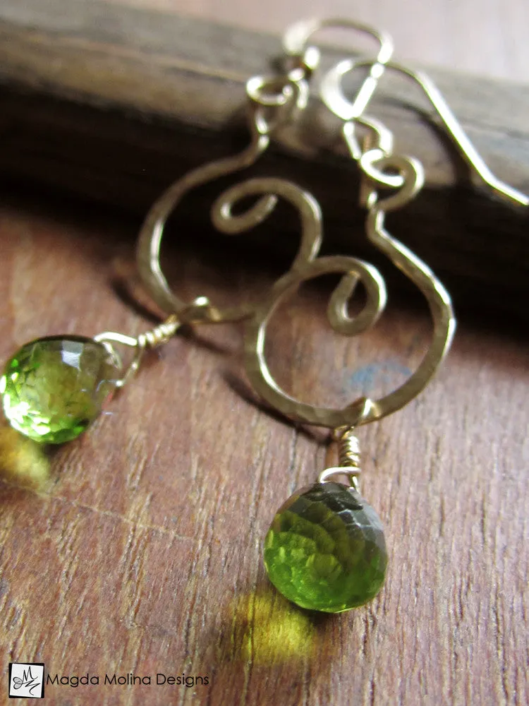 The Hammered Silver or Gold Spiral Earrings