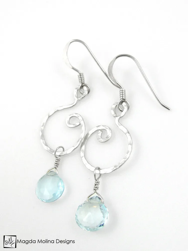 The Hammered Silver or Gold Spiral Earrings