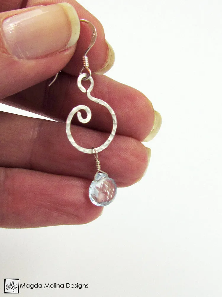 The Hammered Silver or Gold Spiral Earrings
