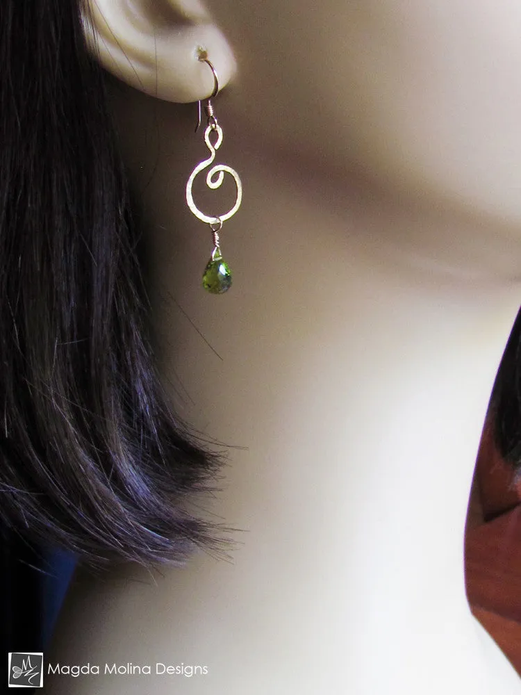 The Hammered Silver or Gold Spiral Earrings
