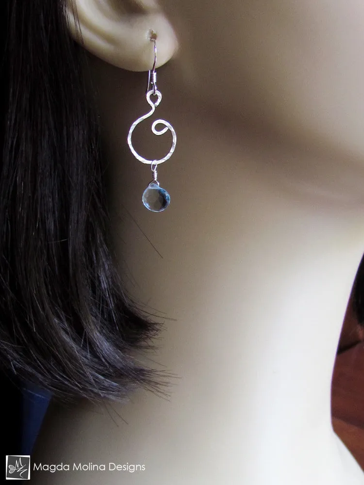 The Hammered Silver or Gold Spiral Earrings