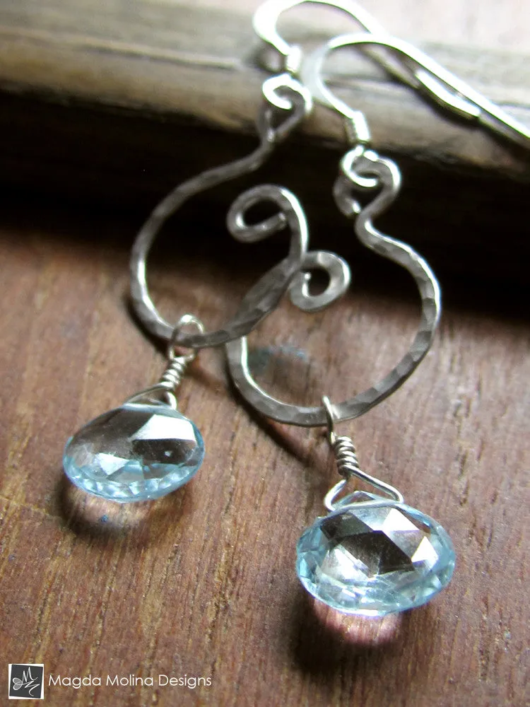 The Hammered Silver or Gold Spiral Earrings
