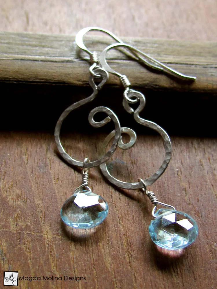 The Hammered Silver or Gold Spiral Earrings