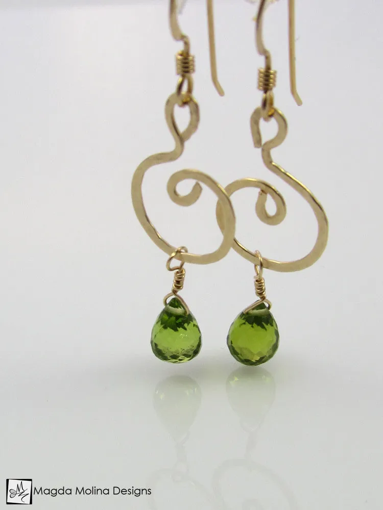 The Hammered Silver or Gold Spiral Earrings