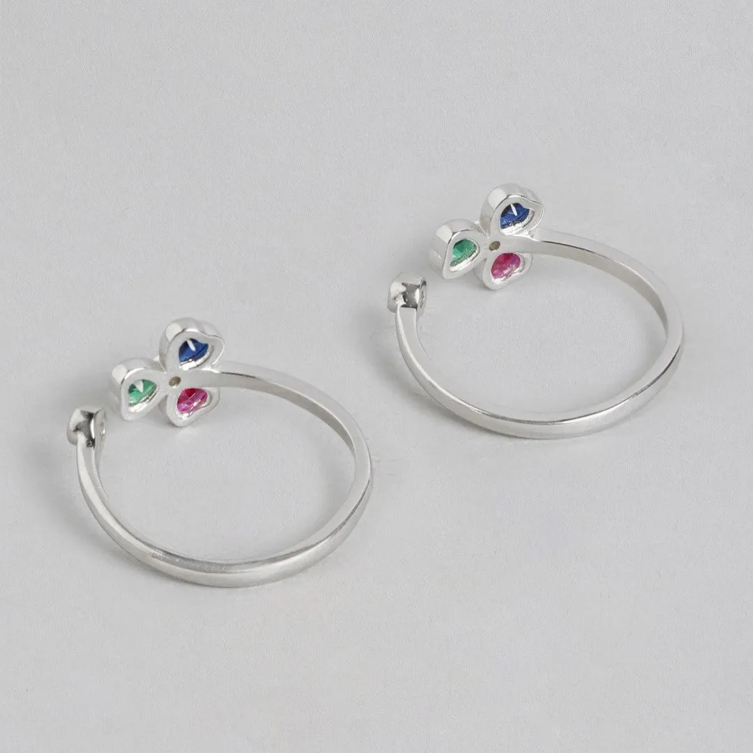 Tiny Multicolor Flora Adjustable 925 Silver Toe Ring