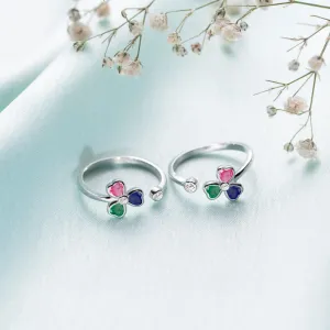 Tiny Multicolor Flora Adjustable 925 Silver Toe Ring