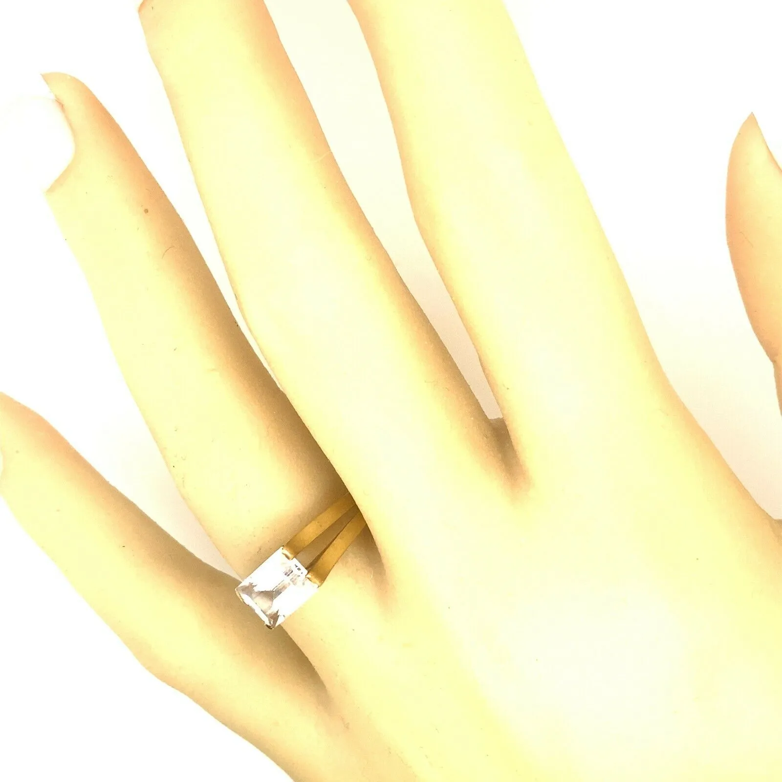 Topaz & 9ct Yellow Gold Ring Swept up Split Shoulders Fine Statement Jewellery