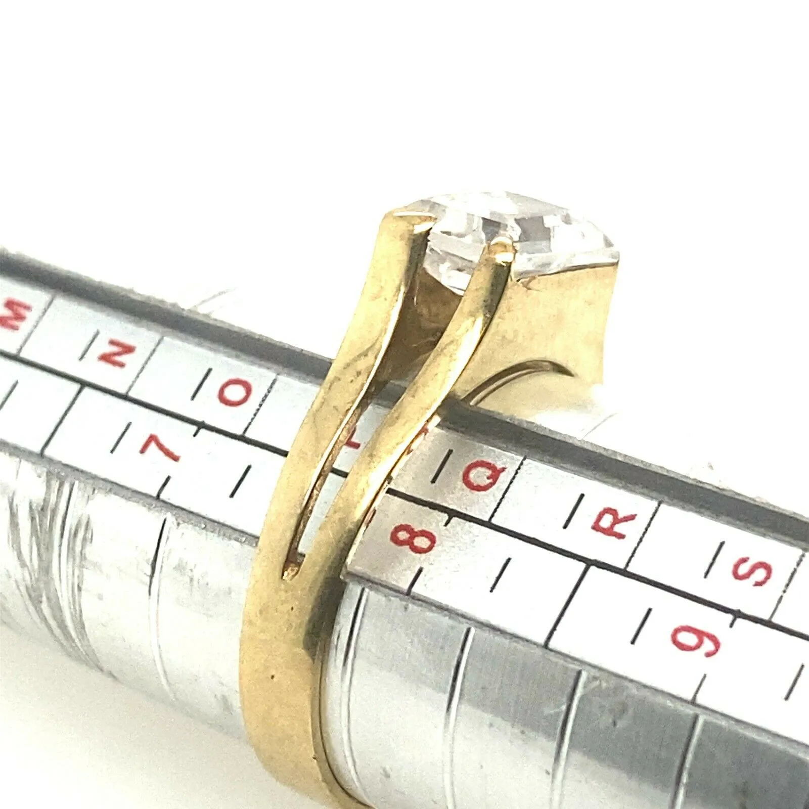 Topaz & 9ct Yellow Gold Ring Swept up Split Shoulders Fine Statement Jewellery