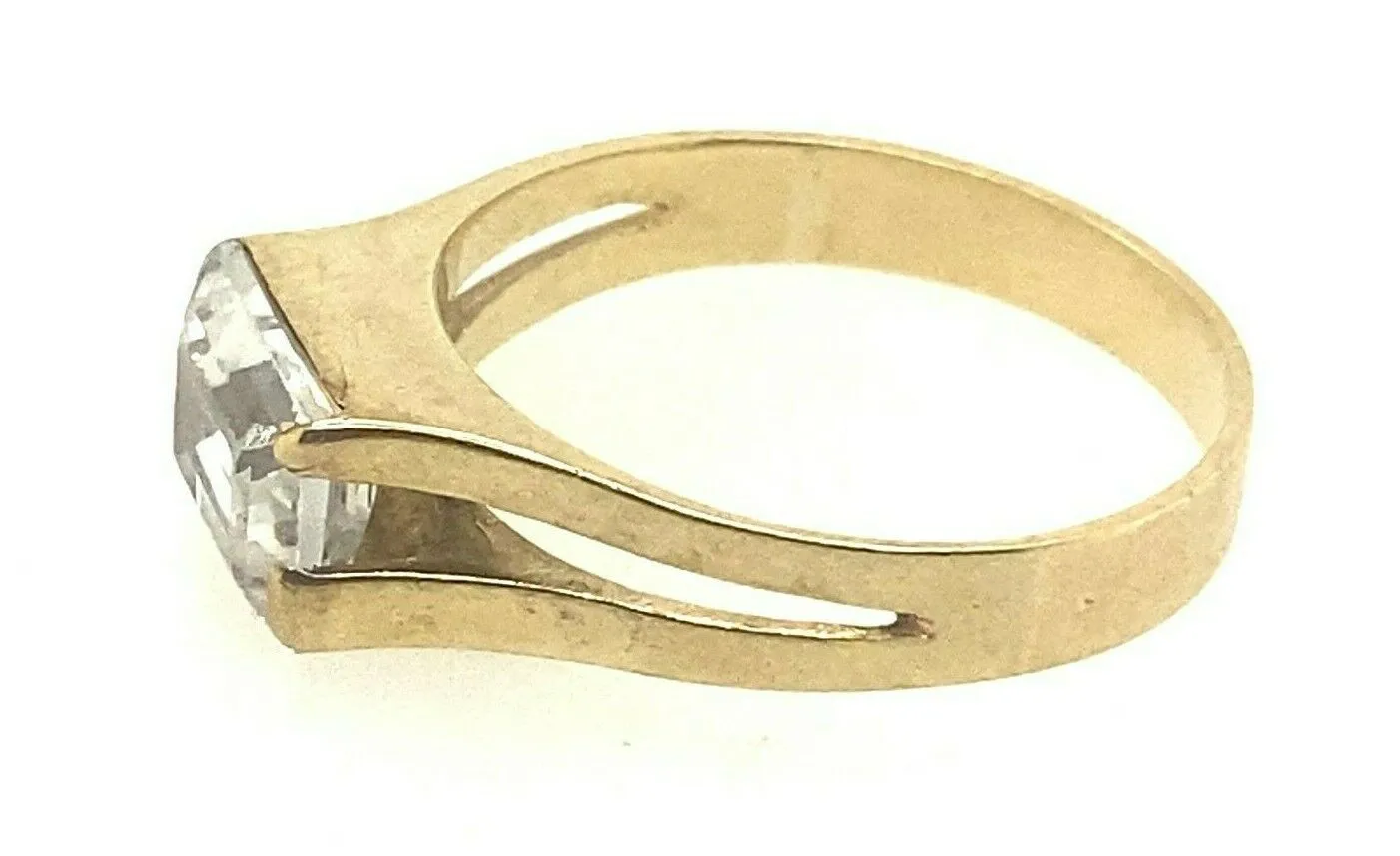 Topaz & 9ct Yellow Gold Ring Swept up Split Shoulders Fine Statement Jewellery
