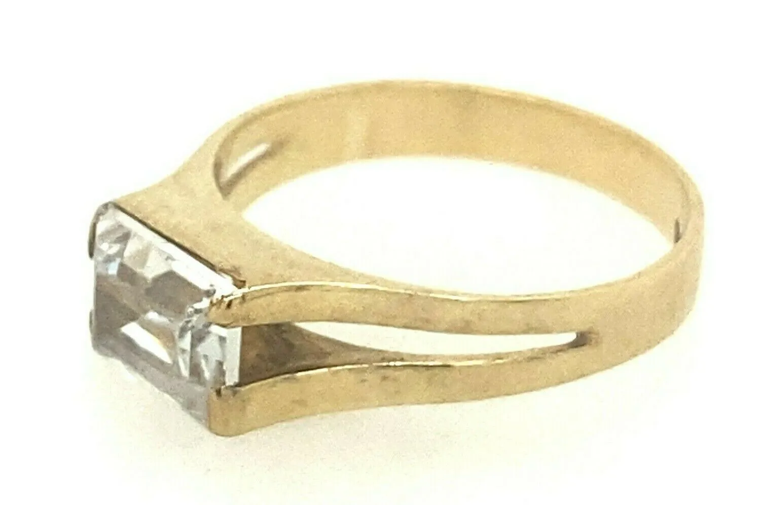 Topaz & 9ct Yellow Gold Ring Swept up Split Shoulders Fine Statement Jewellery