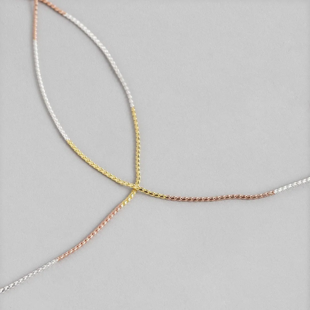 Triple Tone Classic 925 Sterling Silver Rope Chain Anklet