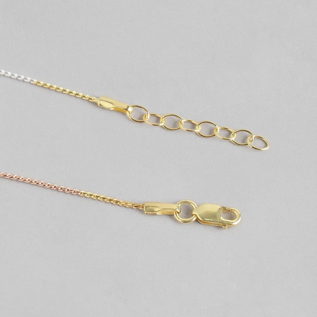 Triple Tone Classic 925 Sterling Silver Rope Chain Anklet