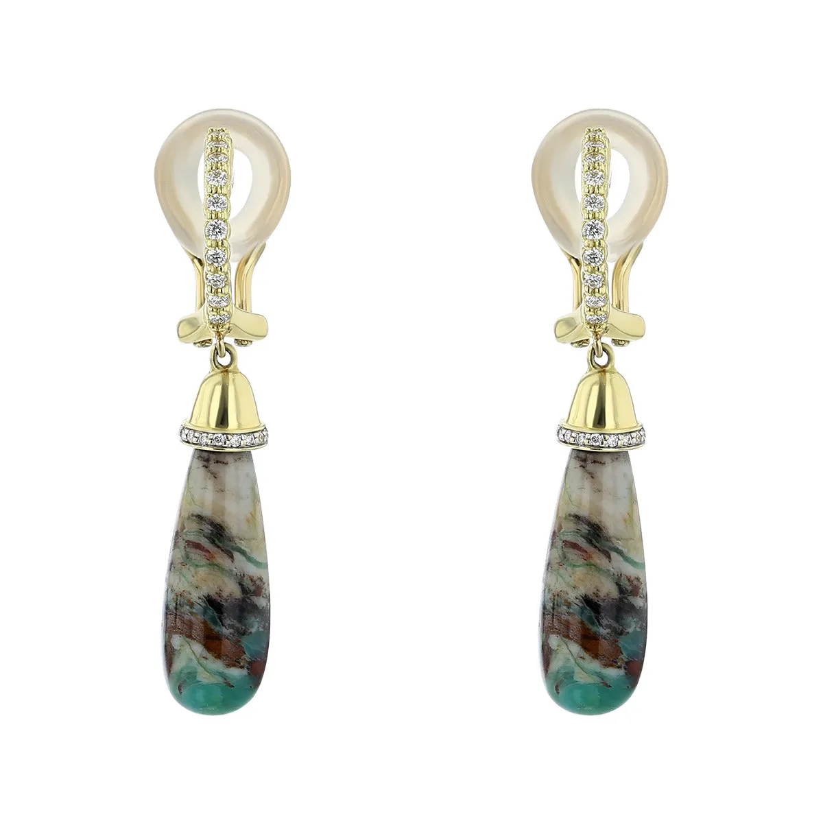 Turkish Wood Opal Briolette Drop Earrings