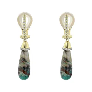 Turkish Wood Opal Briolette Drop Earrings