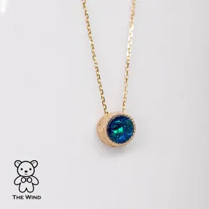 Two-Side Australian Doublet Opal & Mother of Pearl Necklace 18K Yellow Gold