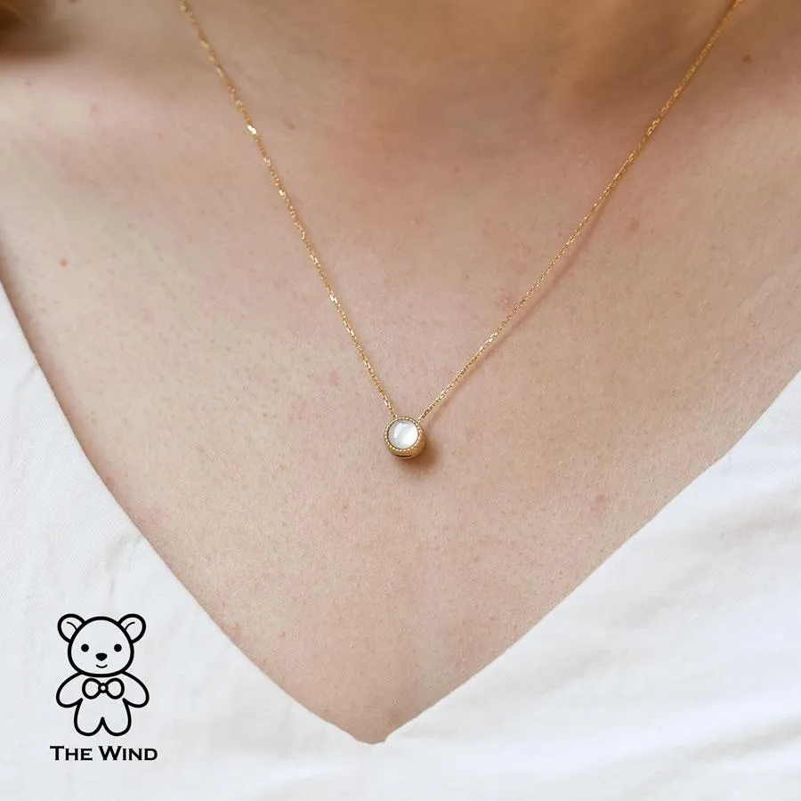 Two-Side Australian Doublet Opal & Mother of Pearl Necklace 18K Yellow Gold