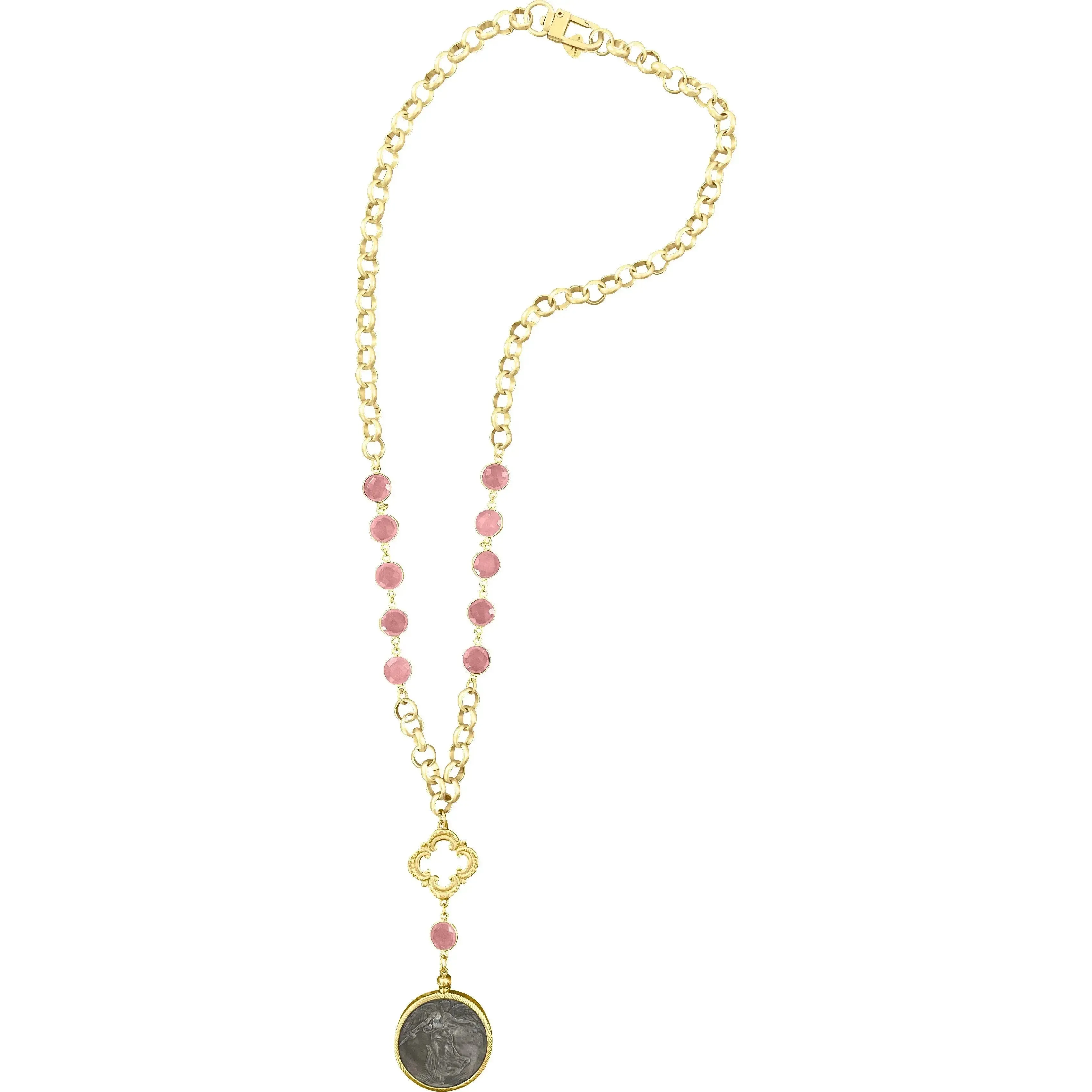 Victory Angel Pink Chalcedony Necklace