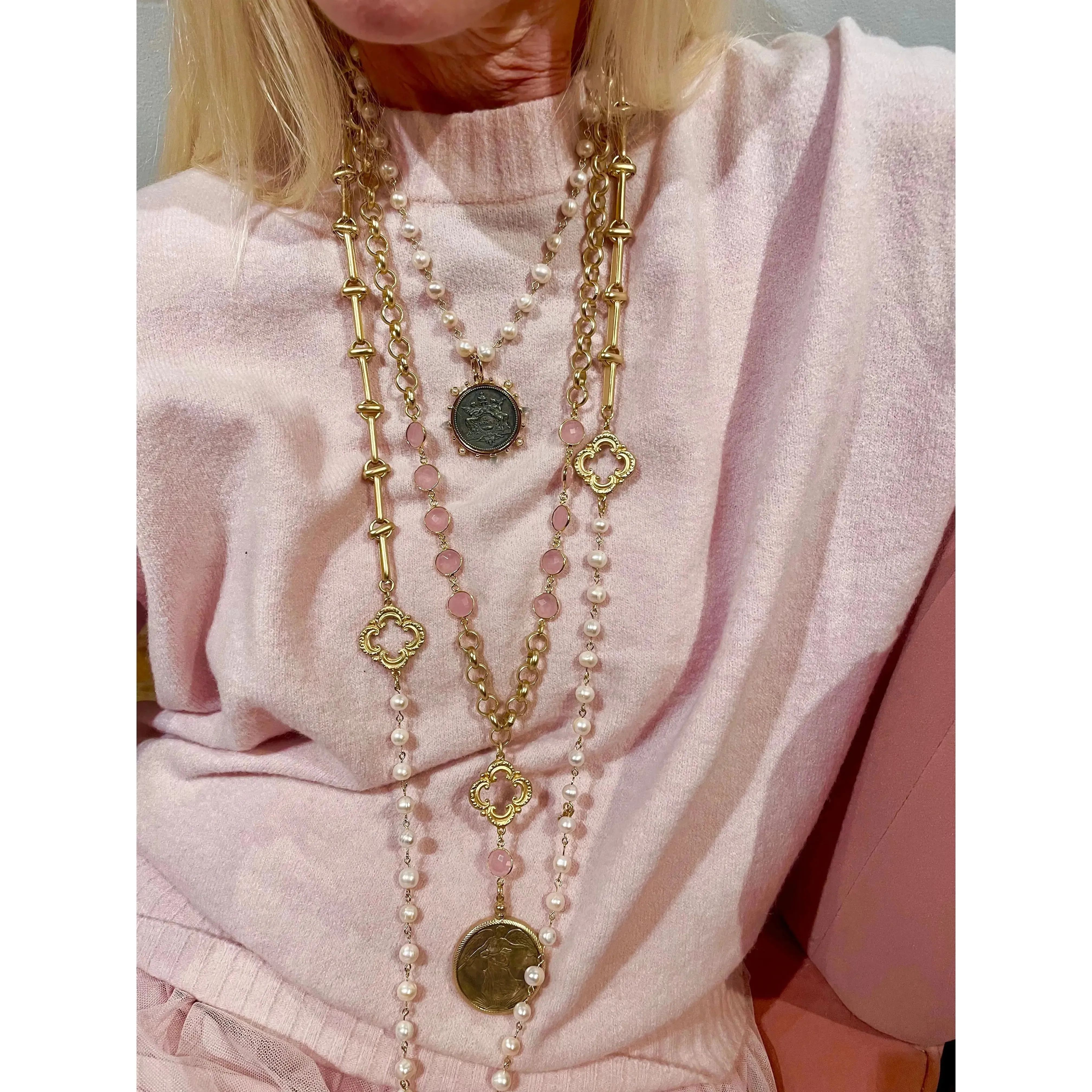 Victory Angel Pink Chalcedony Necklace