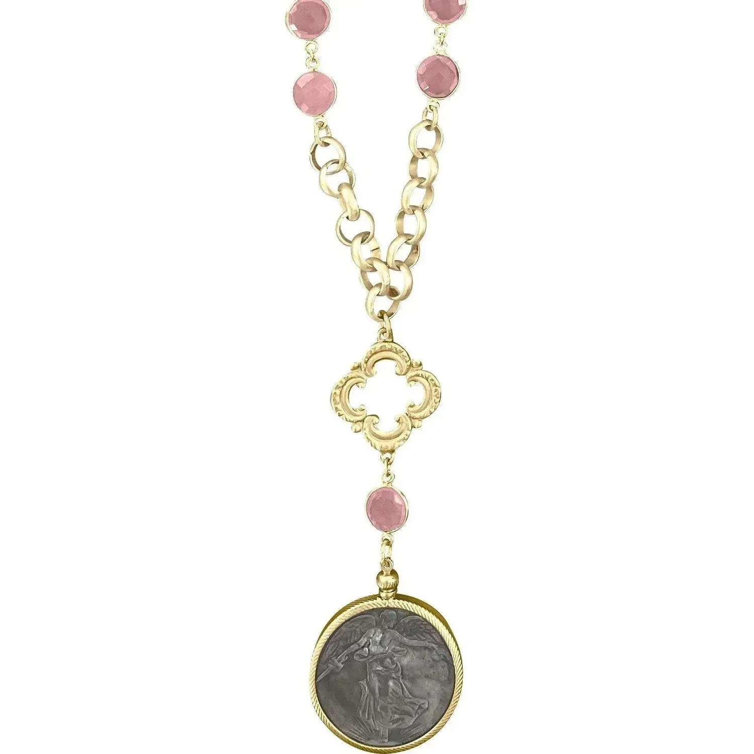 Victory Angel Pink Chalcedony Necklace