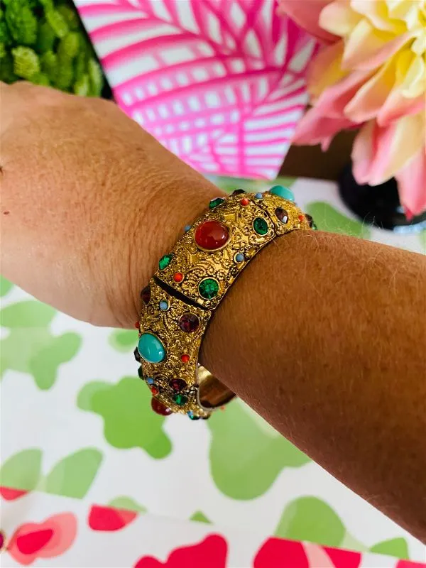 Vintage Bracelet, Heidi Daus Crystal Rhinestone Cabachon Stretch Bracelet