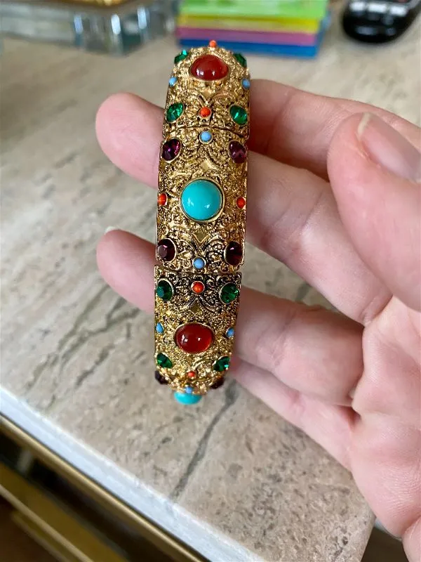 Vintage Bracelet, Heidi Daus Crystal Rhinestone Cabachon Stretch Bracelet
